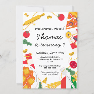 mamma mia! Italian Birthday Party Invitation Einladung