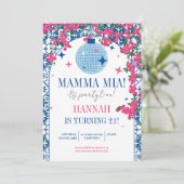 Mamma Mia Mediterranean Dancing Königin Birthday Einladung (Stehend Vorderseite)