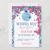 Mamma Mia Santorini Tanzkönigin Geburtstag Einladung (Vorderseite)