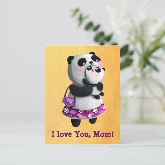 Mamma Panda mit ihrem Kind Postkarte (Stehend Vorderseite)