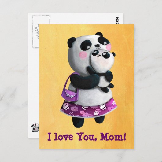 Mamma Panda mit ihrem Kind Postkarte (Vorne/Hinten)