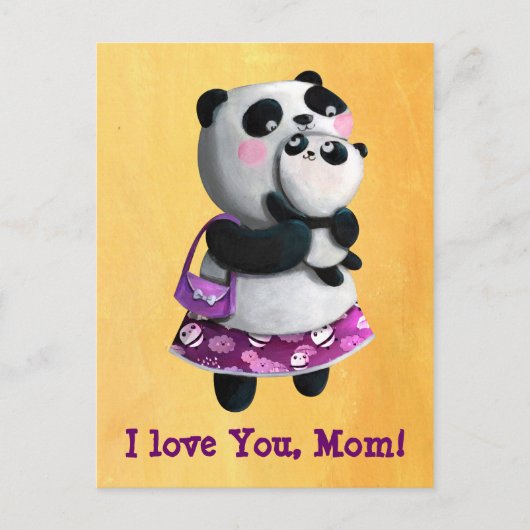 Mamma Panda mit ihrem Kind Postkarte (Vorderseite)