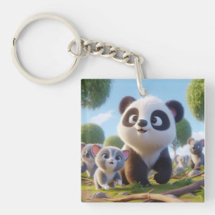 Mamma Panda Zeichnung Schlüsselanhänger