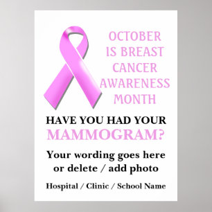 Mammogramm Medizin Monat rosa Band Poster