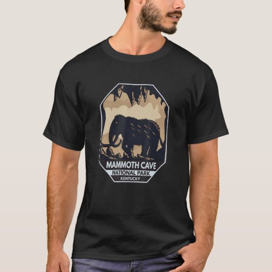 Mammoth Cave National Park Woolly Mammoth Emblem V T-Shirt (Vorderseite)