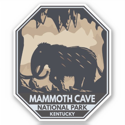 Mammoth Cave National Park Wooly Mammoth Emblem Aufkleber (Vorderseite)