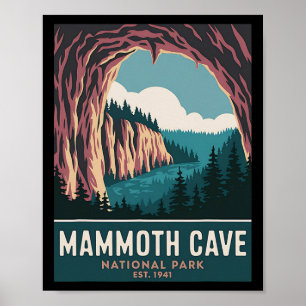 Mammoth Cave Nationalpark Vintage Camping Wandern  Poster