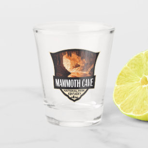 Mammoth Höhle Nationalpark Illustration Retro Art Schnapsglas