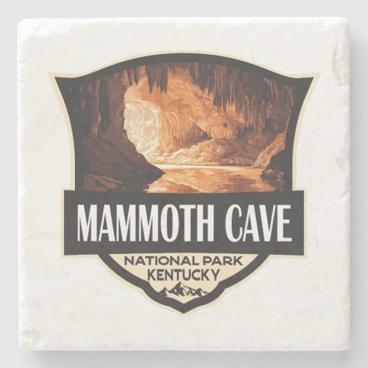 Mammoth Höhle Nationalpark Illustration Retro Art Steinuntersetzer (Vorderseite)