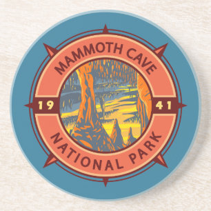 Mammoth Höhle Nationalpark Retro Kompass Emblem Getränkeuntersetzer