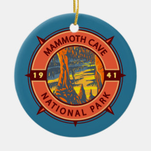 Mammoth Höhle Nationalpark Retro Kompass Emblem Keramik Ornament