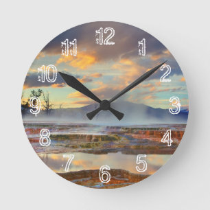 Mammoth Hot Springs Runde Wanduhr