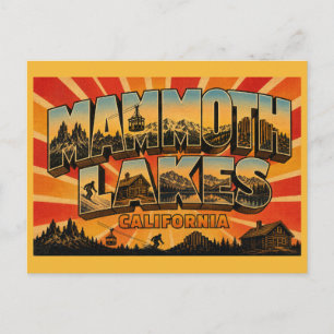 Mammoth Lakes Kalifornien Vintage-Ski-Flucht Kunst Postkarte