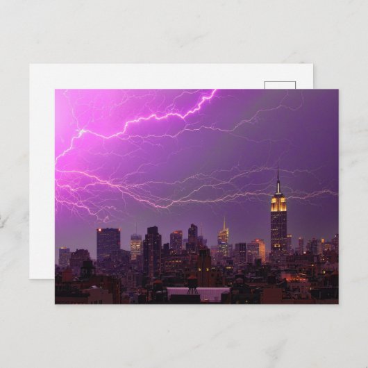 Mammoth Lightning Strike Over Midtown NYC Skyline Postkarte (Vorne/Hinten)