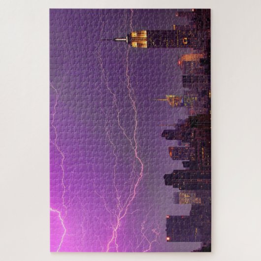 Mammoth Lightning Strike Over Midtown NYC Skyline Puzzle (Vertikal)