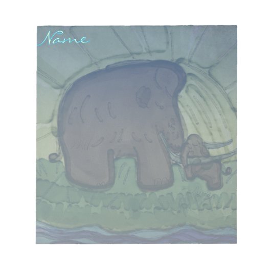 Mammoth mit Kalb Notizblock (Vorderseite)
