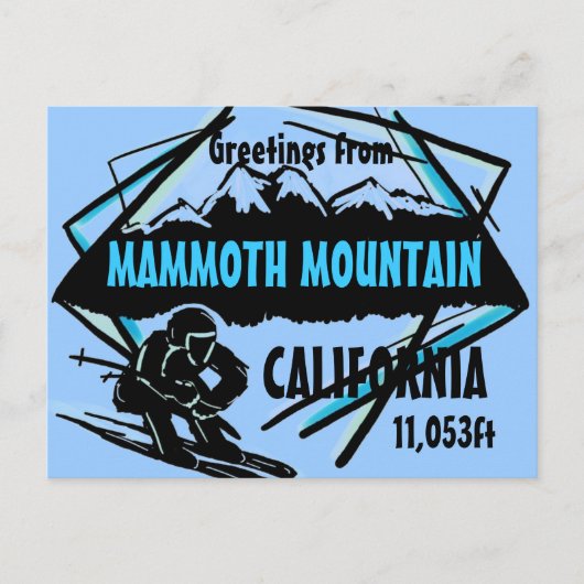 Mammoth Mountain California Blue Skikarte Postkarte (Vorderseite)