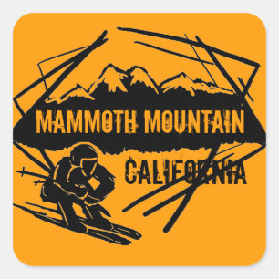 Mammoth Mountain California Orangenkleben Quadratischer Aufkleber