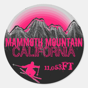 Mammoth Mountain California Rosa Skikartenaufklebe Runder Aufkleber