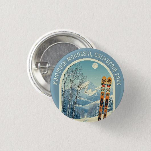 Mammoth Mountain California Skigebiet Souvenir Button (Vorne & Hinten)