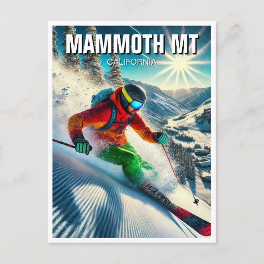 Mammoth Mountain California Skiing Skier Postkarte (Vorderseite)