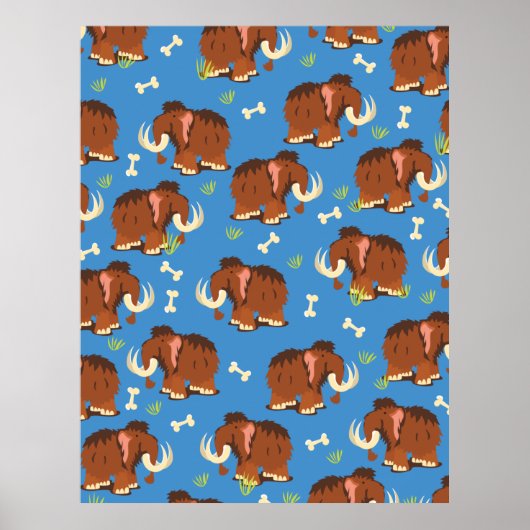 Mammoth Muster niedlicher Cartoon. Poster (Vorne)