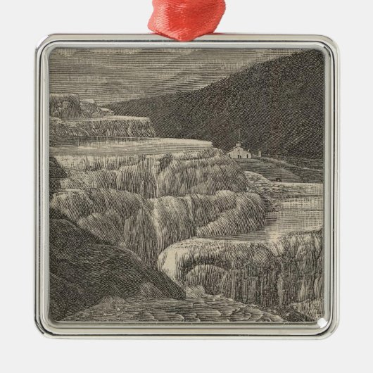 Mammut-Hot-Springs Silbernes Ornament (Vorne)