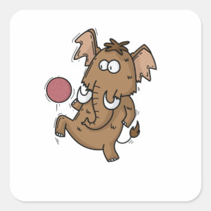 Mammut spielt Fußball Quadratischer Aufkleber