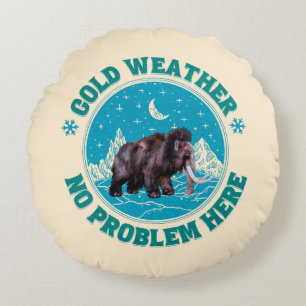 Mammut-Winterhumor bei kaltem Wetter Rundes Kissen