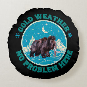 Mammut-Winterhumor bei kaltem Wetter Rundes Kissen
