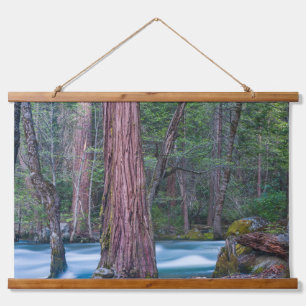 Mammutbäume & Merced River Yosemite Nationalpark, Wandteppich Mit Holzrahmen