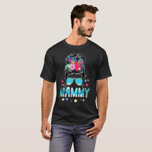 Mammy Hello Summer Beach  Messy Bun Summertime T-Shirt (Vorne ganz)