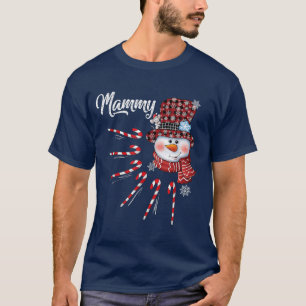 Mammy Snowman Candy Cane Christmas Red Kariert Hat T-Shirt