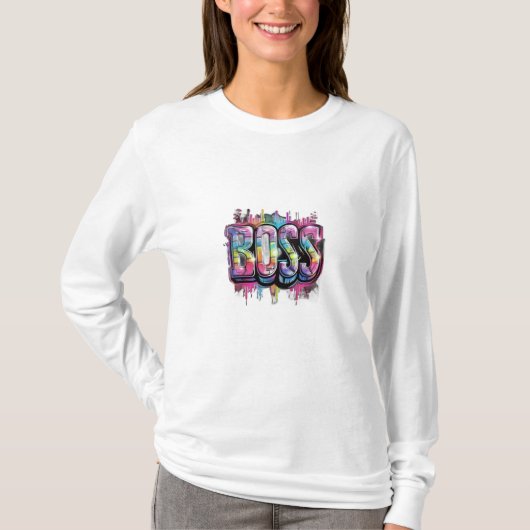 MaMuse Regenbogen Boss Langarmshirt T-Shirt (Vorderseite)