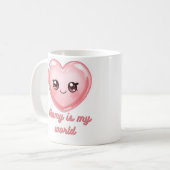 Mamy Is My World Mug - Cute Pink Kawaii Heart Coff Kaffeetasse (Vorderseite Links)