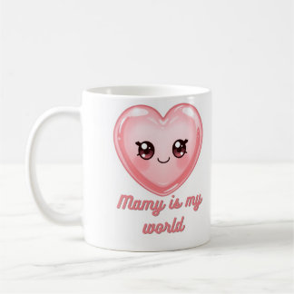 Mamy Is My World Mug - Cute Pink Kawaii Heart Coff Kaffeetasse