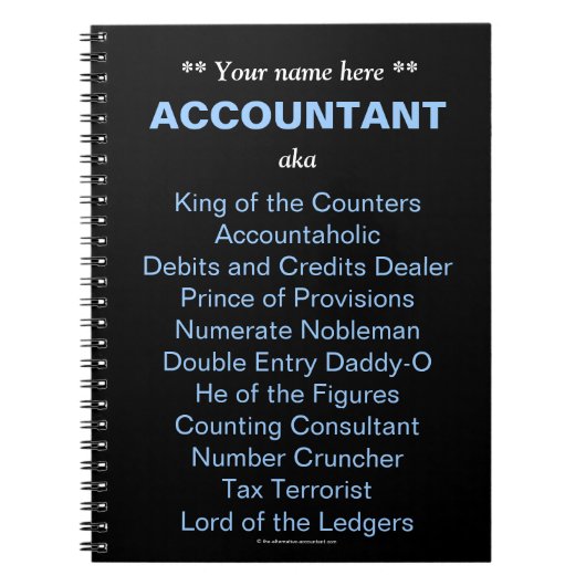 Man Accountant fügt einen Namen Funny und Alberne Notizblock (Vorderseite)