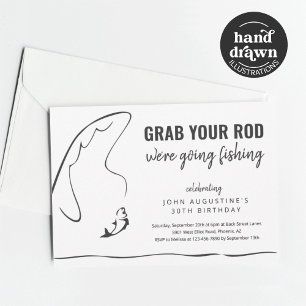 Man Adult Funny Fishing Birthday Retirement Party Einladung