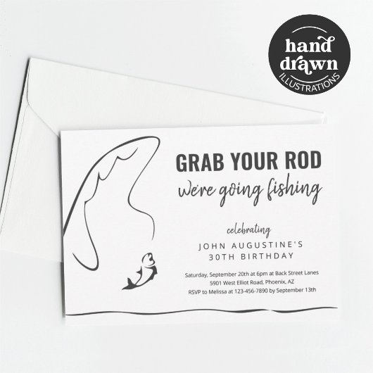 Man Adult Funny Fishing Birthday Retirement Party Einladung