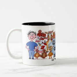 Man and animals cartoon zweifarbige tasse