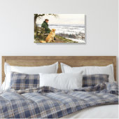 Man and Dog Enjoying Winter Countryside Vista Leinwanddruck (Insitu (Schlafzimmer))