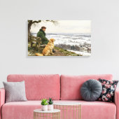 Man and Dog Enjoying Winter Countryside Vista Leinwanddruck (Insitu (Wohnzimmer))