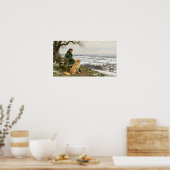 Man and Dog Enjoying Winter Countryside Vista Poster (Küche)