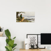 Man and Dog Enjoying Winter Countryside Vista Poster (Heimbüro)