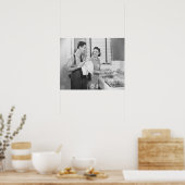 Man and Woman Doing Dishes Poster (Küche)