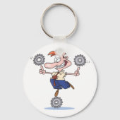 Man Balancing Cogs Schlüsselanhänger (Vorderseite)