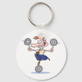 Man Balancing Cogs Schlüsselanhänger (Rückseite)