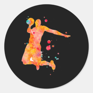 Man Basketball Player Aquarellmalerei Runder Aufkleber