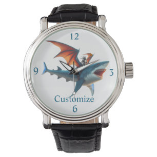 Man-Bat Riding Beängstigend Shark Thunder_Cove Armbanduhr
