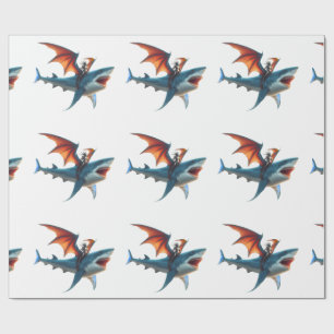 Man-Bat Riding Beängstigend Shark Thunder_Cove Geschenkpapier
